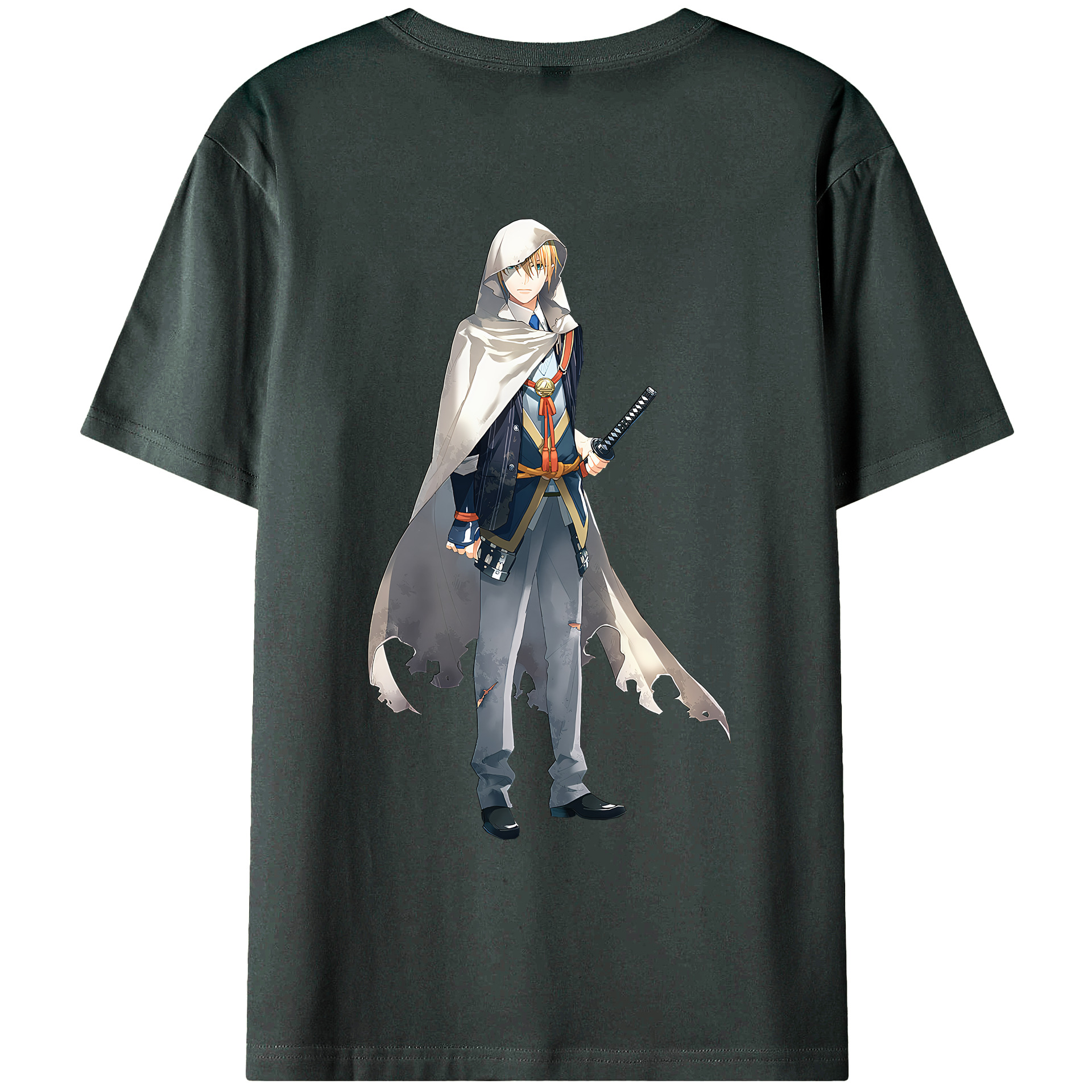 （画像用） 刀剣乱舞 Touken Ranbu 綿100％ メンズ半袖Tシャツ（バックプリント） 通気性